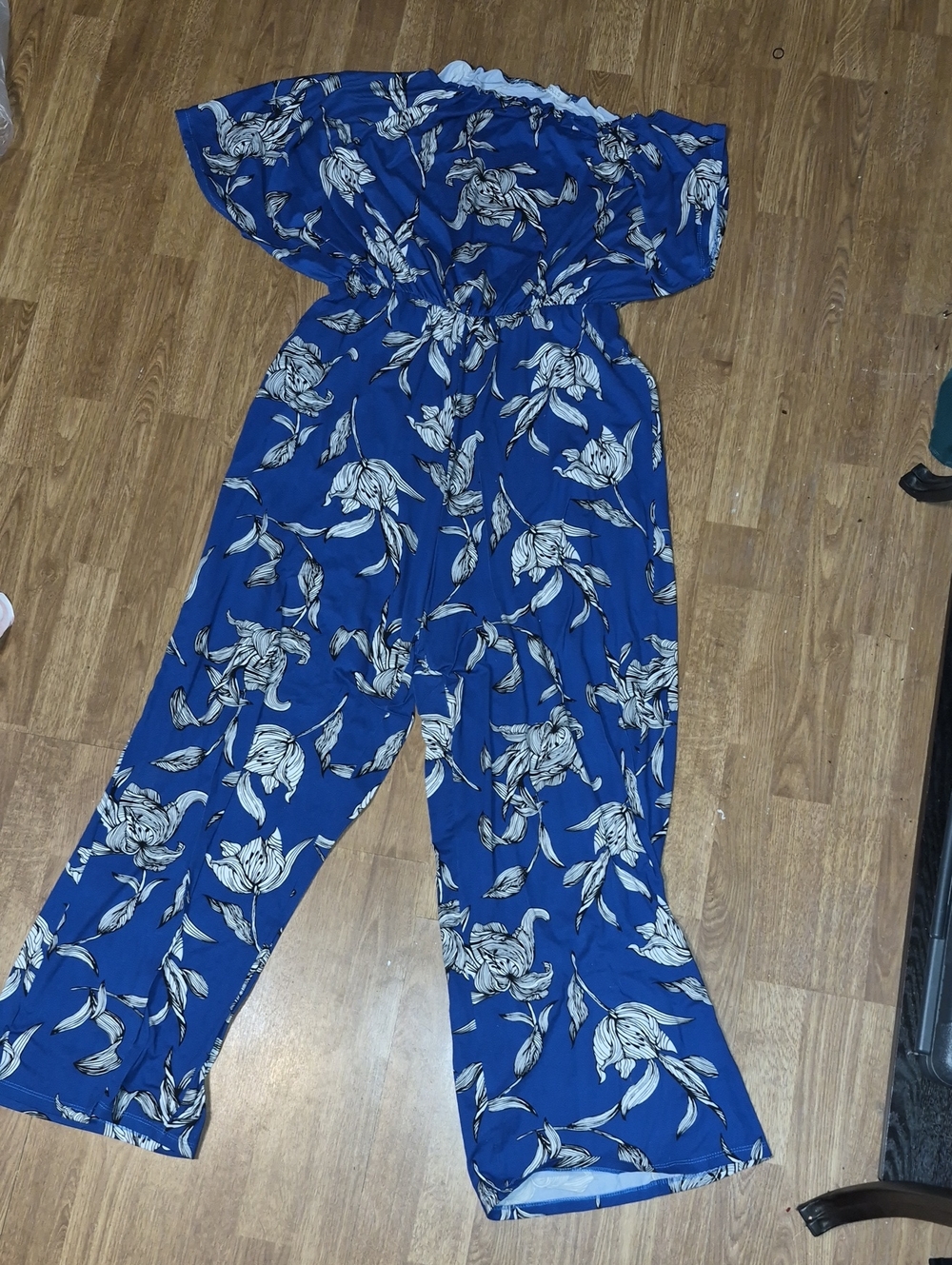 Rebdolls Royal 4x Blue Floral Off-Shoulder Jumpsuit